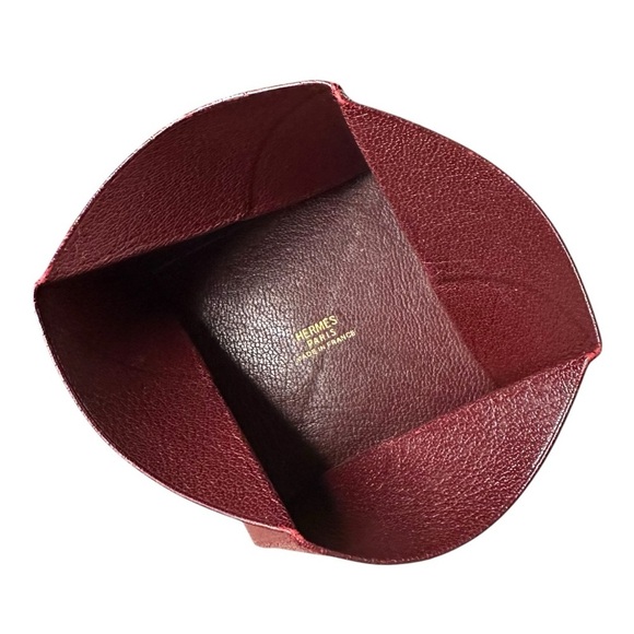 Authentic HERMES Zulu Burgundy Red Leather Square Foldable Coin Pouch - Picture 1 of 13